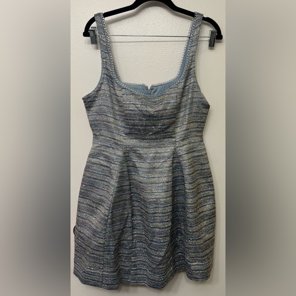 NWT By Anthropologie Sleeveless Square-Neck Tweed Fit & Flare Mini Dress - Picture 5 of 7